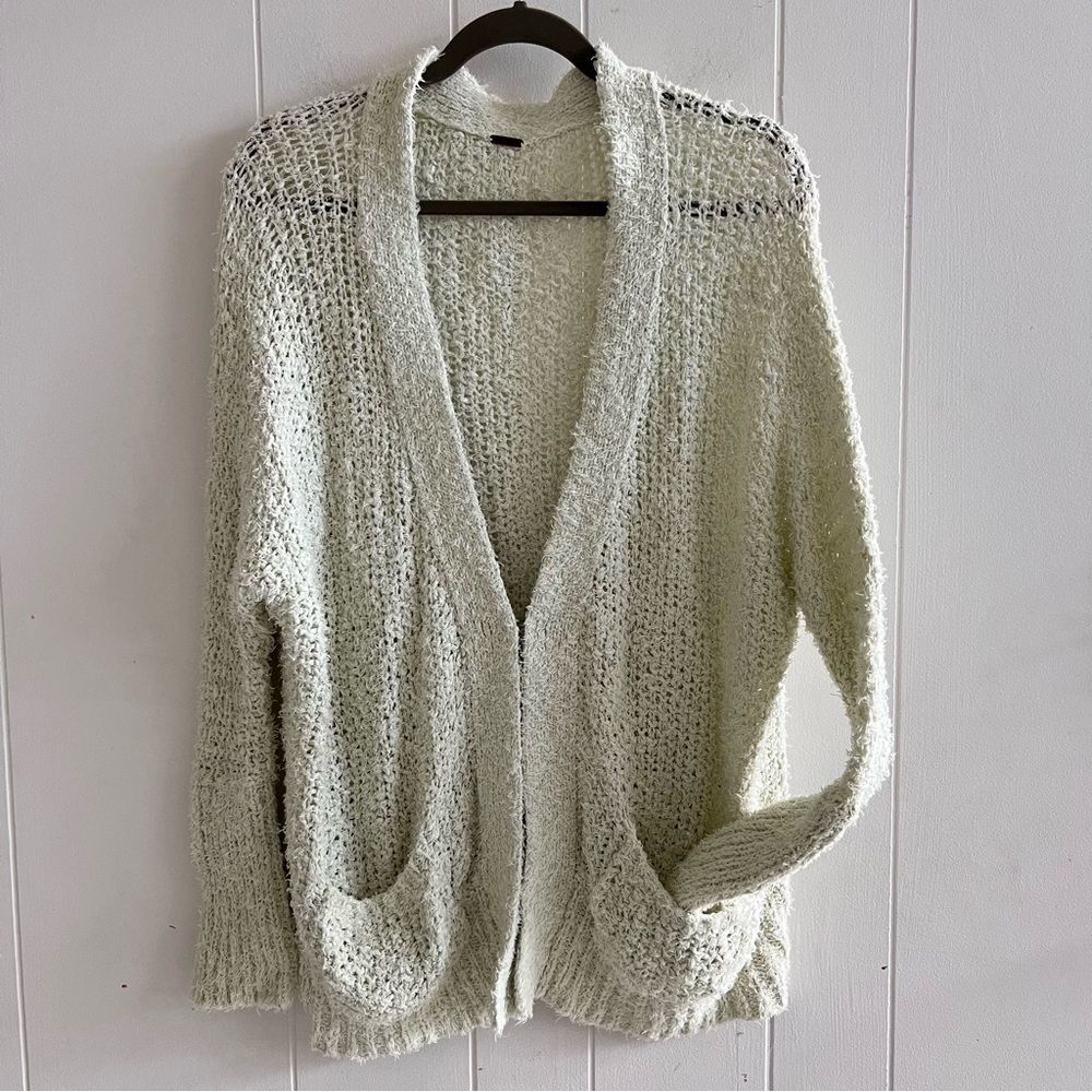 Free People Fuzzy Eyelash Nevermind Chunky knit Cardigan